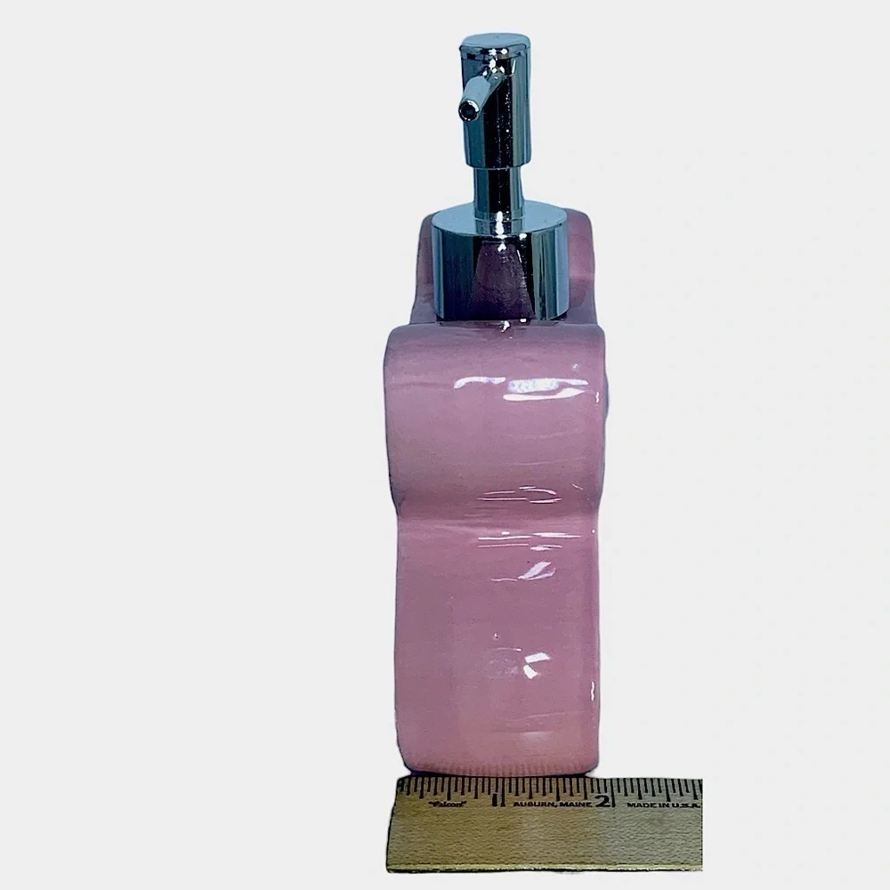 Matt & Maddie Butterfly Soap Lotion Dispenser Embossed 3D Floral Ceramic Pink